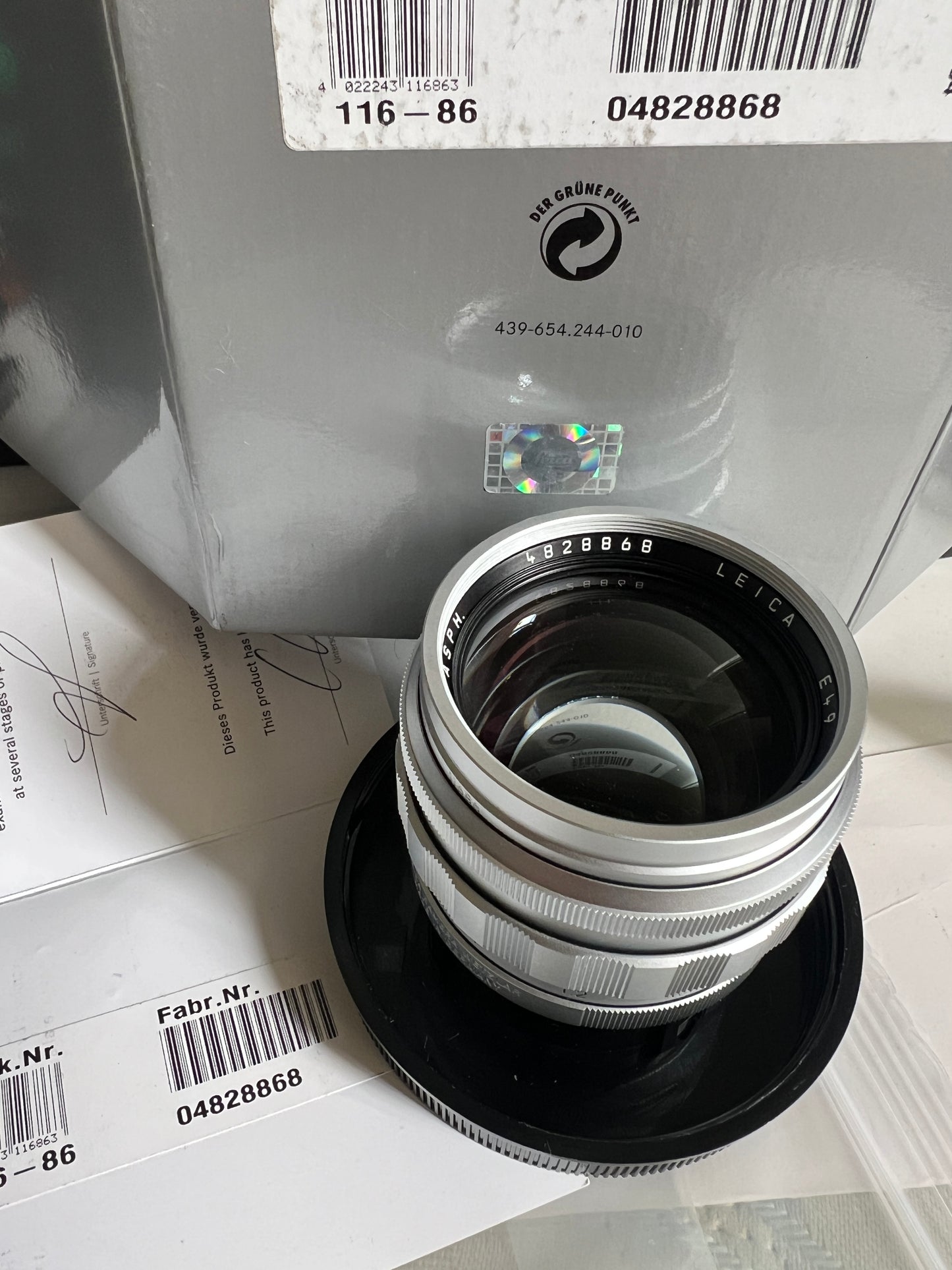 Leica 50mm F1.2 ASPH repainted in silver chrome 8868 LUCKY NUMBER