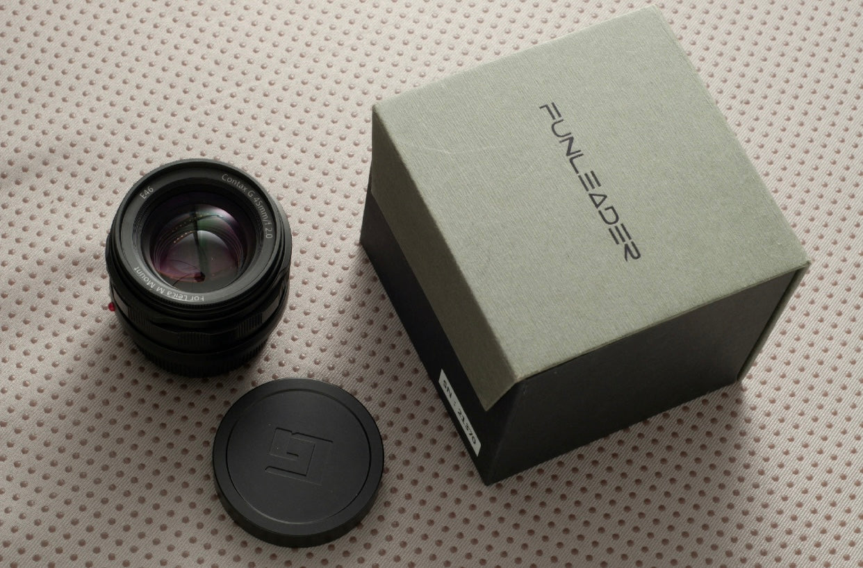 Funleader Contax G45 F2 lens black paint chrome converted For Leica M mount