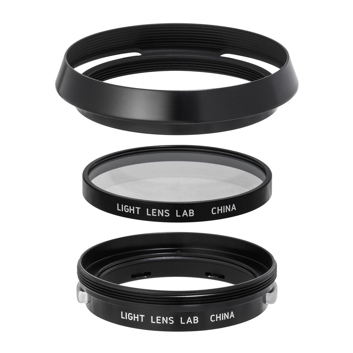 LIGHT LENS LAB Lens Hood L-12504-B made of brass with UV Filter =Black=